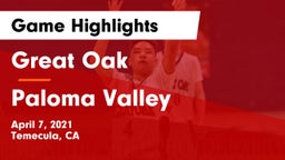 Great Oak  vs Paloma Valley  Game Highlights - April 7, 2021