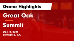 Great Oak  vs Summit  Game Highlights - Dec. 2, 2021