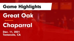 Great Oak  vs Chaparral  Game Highlights - Dec. 11, 2021