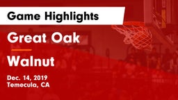 Great Oak  vs Walnut  Game Highlights - Dec. 14, 2019