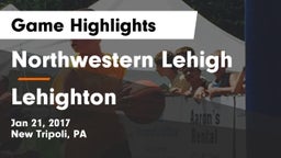 Northwestern Lehigh  vs Lehighton  Game Highlights - Jan 21, 2017