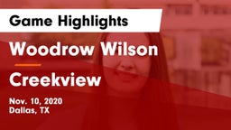 Woodrow Wilson  vs Creekview  Game Highlights - Nov. 10, 2020