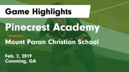 Pinecrest Academy  vs Mount Paran Christian School Game Highlights - Feb. 2, 2019