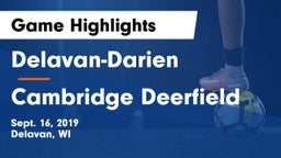 Delavan-Darien  vs Cambridge Deerfield Game Highlights - Sept. 16, 2019