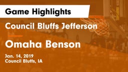 Council Bluffs Jefferson  vs Omaha Benson Game Highlights - Jan. 14, 2019
