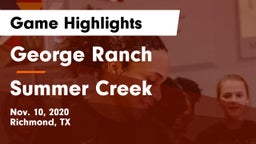 George Ranch  vs Summer Creek  Game Highlights - Nov. 10, 2020