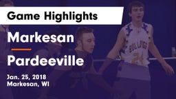 Markesan  vs Pardeeville Game Highlights - Jan. 25, 2018