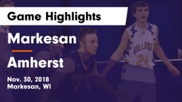 Markesan  vs Amherst Game Highlights - Nov. 30, 2018