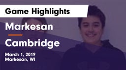 Markesan  vs Cambridge Game Highlights - March 1, 2019