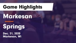 Markesan  vs Springs Game Highlights - Dec. 21, 2020