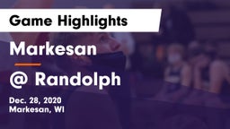 Markesan  vs @ Randolph Game Highlights - Dec. 28, 2020