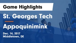 St. Georges Tech  vs Appoquinimink  Game Highlights - Dec. 14, 2017
