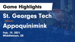 St. Georges Tech  vs Appoquinimink  Game Highlights - Feb. 19, 2021
