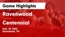Ravenwood  vs Centennial  Game Highlights - Feb. 18, 2020
