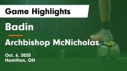 Badin  vs Archbishop McNicholas  Game Highlights - Oct. 6, 2020