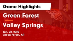 Green Forest  vs Valley Springs  Game Highlights - Jan. 28, 2020