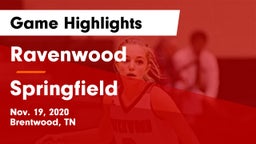 Ravenwood  vs Springfield  Game Highlights - Nov. 19, 2020