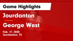 Jourdanton  vs George West  Game Highlights - Feb. 17, 2020