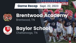 Recap: Brentwood Academy  vs. Baylor School 2023
