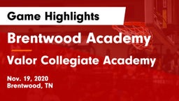 Brentwood Academy  vs Valor Collegiate Academy Game Highlights - Nov. 19, 2020