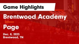 Brentwood Academy  vs Page  Game Highlights - Dec. 8, 2023