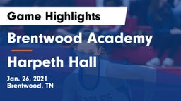 Brentwood Academy  vs Harpeth Hall  Game Highlights - Jan. 26, 2021