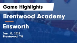 Brentwood Academy  vs Ensworth  Game Highlights - Jan. 13, 2023