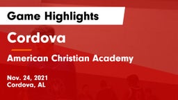 Cordova  vs American Christian Academy  Game Highlights - Nov. 24, 2021