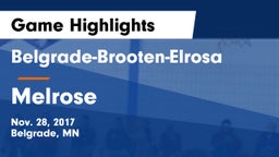 Belgrade-Brooten-Elrosa  vs Melrose  Game Highlights - Nov. 28, 2017