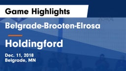 Belgrade-Brooten-Elrosa  vs Holdingford  Game Highlights - Dec. 11, 2018