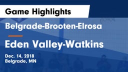 Belgrade-Brooten-Elrosa  vs Eden Valley-Watkins  Game Highlights - Dec. 14, 2018