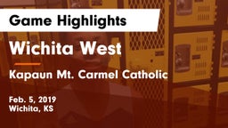 Wichita West  vs Kapaun Mt. Carmel Catholic  Game Highlights - Feb. 5, 2019