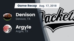 Recap: Denison  vs. Argyle  2018