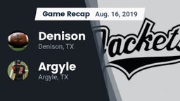 Recap: Denison  vs. Argyle  2019