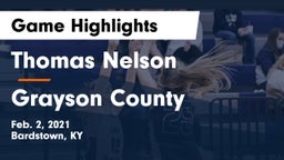 Thomas Nelson  vs Grayson County  Game Highlights - Feb. 2, 2021