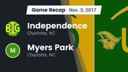 Recap: Independence  vs. Myers Park  2017
