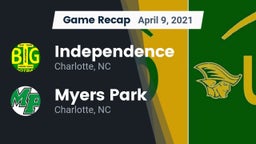Recap: Independence  vs. Myers Park  2021