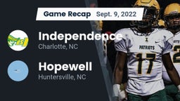 Recap: Independence  vs. Hopewell  2022