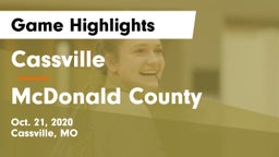 Cassville  vs McDonald County  Game Highlights - Oct. 21, 2020