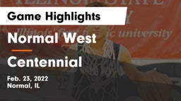 Normal West  vs Centennial  Game Highlights - Feb. 23, 2022