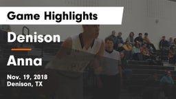 Denison  vs Anna  Game Highlights - Nov. 19, 2018
