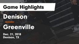 Denison  vs Greenville  Game Highlights - Dec. 21, 2018