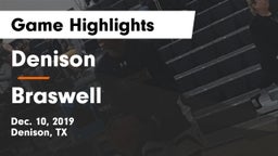 Denison  vs Braswell  Game Highlights - Dec. 10, 2019