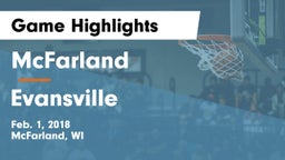 McFarland  vs Evansville  Game Highlights - Feb. 1, 2018
