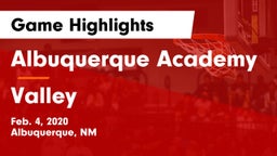 Albuquerque Academy  vs Valley  Game Highlights - Feb. 4, 2020