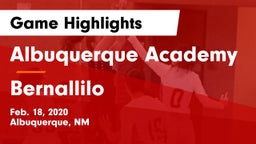 Albuquerque Academy  vs Bernallilo Game Highlights - Feb. 18, 2020