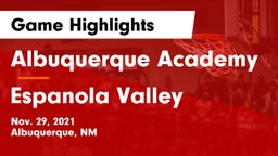 Albuquerque Academy  vs Espanola Valley  Game Highlights - Nov. 29, 2021
