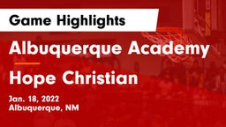 Albuquerque Academy  vs Hope Christian  Game Highlights - Jan. 18, 2022