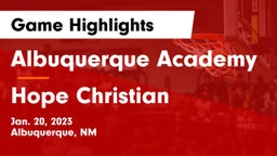 Albuquerque Academy  vs Hope Christian  Game Highlights - Jan. 20, 2023