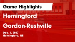 Hemingford  vs Gordon-Rushville  Game Highlights - Dec. 1, 2017